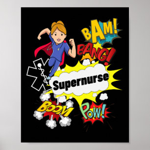 Poster Superinfirmier Comic Superhero Style Rn Femme Infi