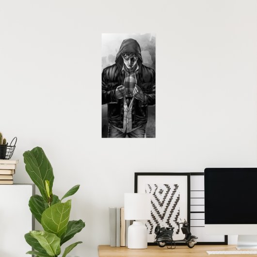 Poster Superman Earth Cover - Noir et blanc (Bureau à domicile)