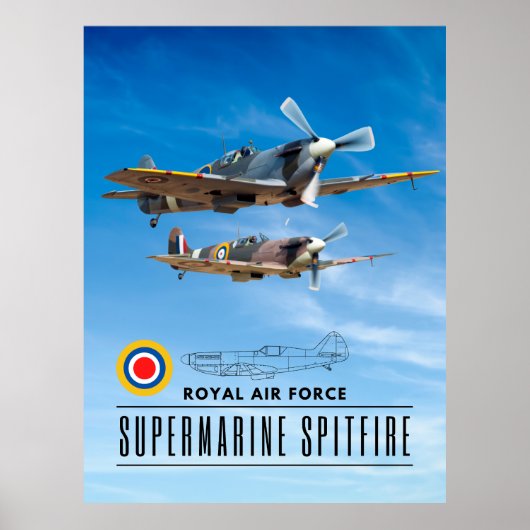 POSTER SUPERMARINE SPITFIRE - ROYAL AIR SQUADRON (Devant)