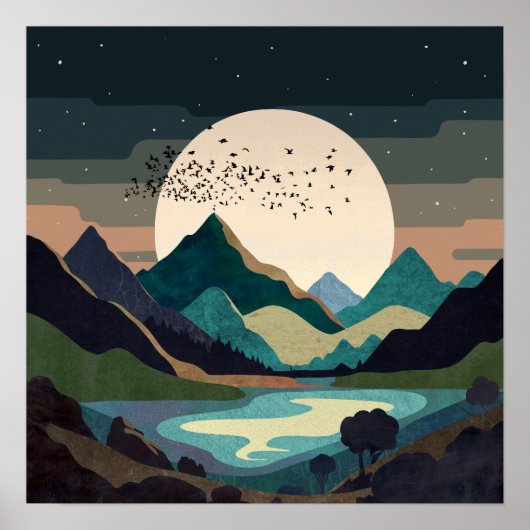 Poster Supermoon sur le lac (Devant)