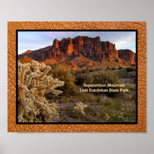 Poster Superstition Arizona Mountain Cactus Faux Leather