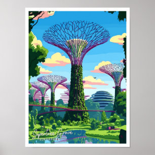 Poster Supertree Grove Singapore Art Travel illustration