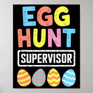 Poster Superviseur de chasse aux oeufs de Pâques Lapin la