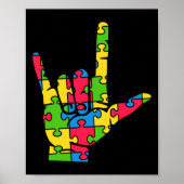 Poster Support Autism Love Sign Language (Devant)