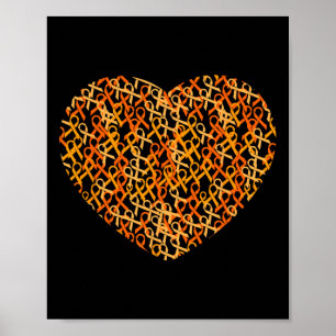 Poster Support de sensibilisation Orange Ribbon Heart