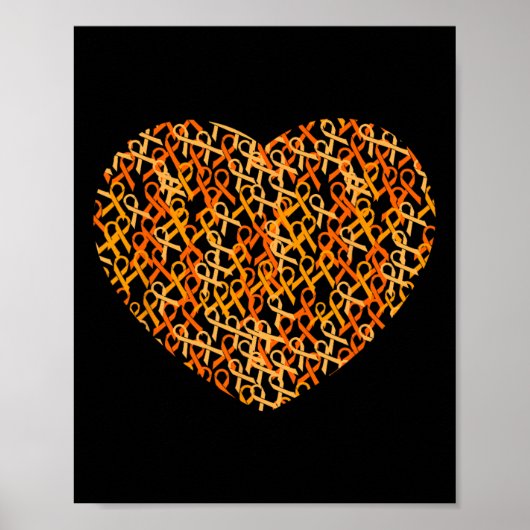 Poster Support de sensibilisation Orange Ribbon Heart (Devant)