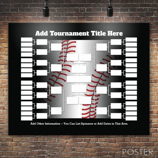 Poster Support de tournoi de baseball pour 32 équipes