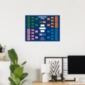 Poster Support de tournoi sportif - bleu 32 équipes (Bureau à domicile)