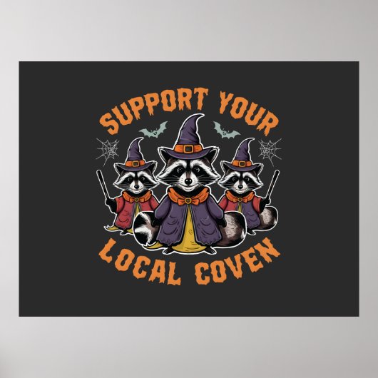 Poster Support de votre Coven Éffrayant Raccoon Halloween (Devant)
