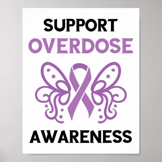 Poster Support Overdose Purple Ribbon Overdose Awareness  (Devant)