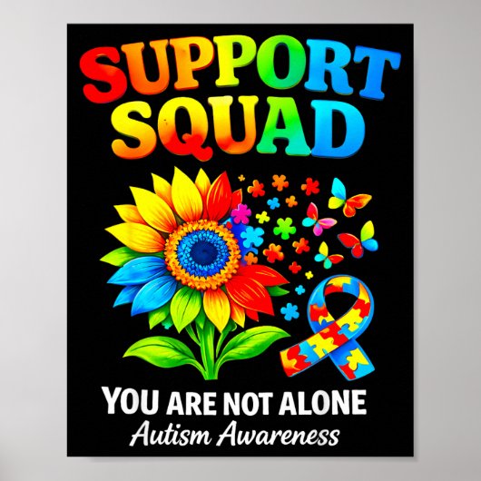 Poster Support squad autism awareness ribbon sunflower (Devant)