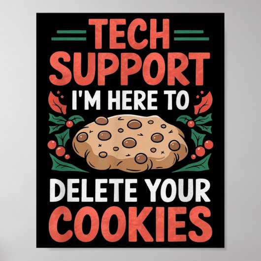 Poster Support technique Noël Helpdesk Cookie Geek d'ordi (Devant)