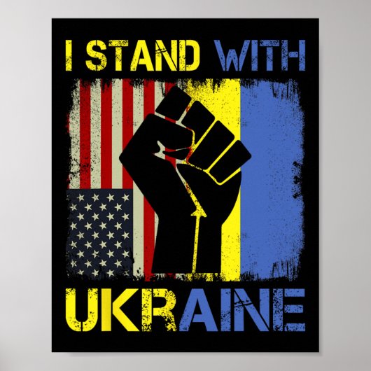 Poster Support Ukraine I Stand With Ukraine Ukrainian Fla (Devant)