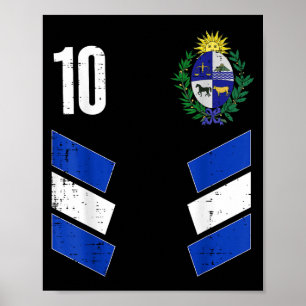 Poster Supporteur de football Uruguay Drapeau Numéro 10 H