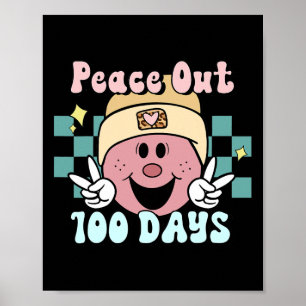 Poster Sur 100 Jours De Sourire À L'École Face Thé Rétro