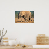 Poster Sur African Elephant mother and calf on the move (Cuisine)