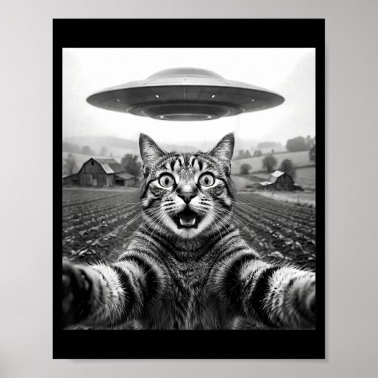 Poster Sur Chat De Dos Selfie Alien Ufo (Devant)