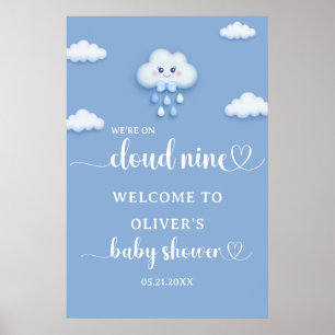 Poster Sur Cloud Neuf Baby shower Garçon Moderne Bienvenu