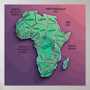 Poster sur la carte de l'Afrique
