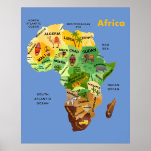 Poster sur la carte de l'Afrique