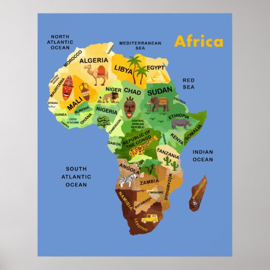 Poster sur la carte de l'Afrique (Devant)