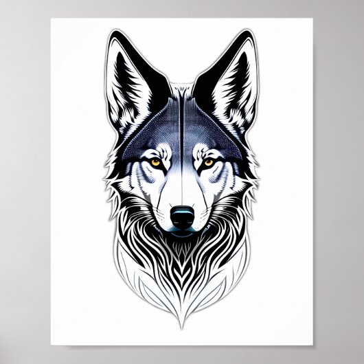 Poster sur la conception faciale du loup tribal (Devant)
