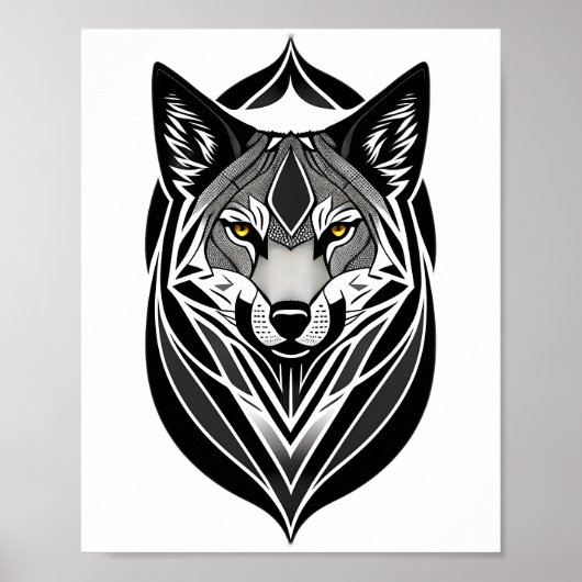 Poster sur la conception faciale du loup tribal (Devant)
