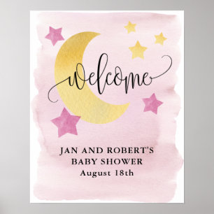 Poster Sur la Lune, Baby shower rose