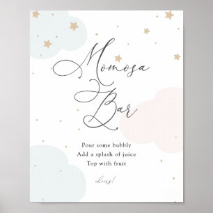 Poster Sur la Lune Twinkle Star Blue et rose Momosa