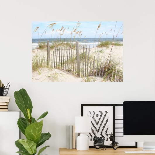 Poster sur la plage (Bureau à domicile)