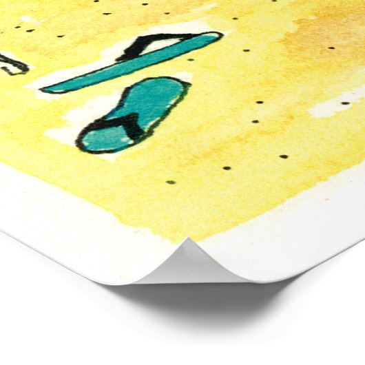 Poster sur la plage (Coin)