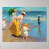 Poster Sur la plage par Edward Potthast art (Devant)