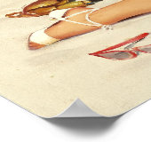 Poster Sur la plage Retro Pin-up Girl (Coin)