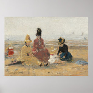 Poster Sur la plage Trouville 1887 par Eugene Boudin 