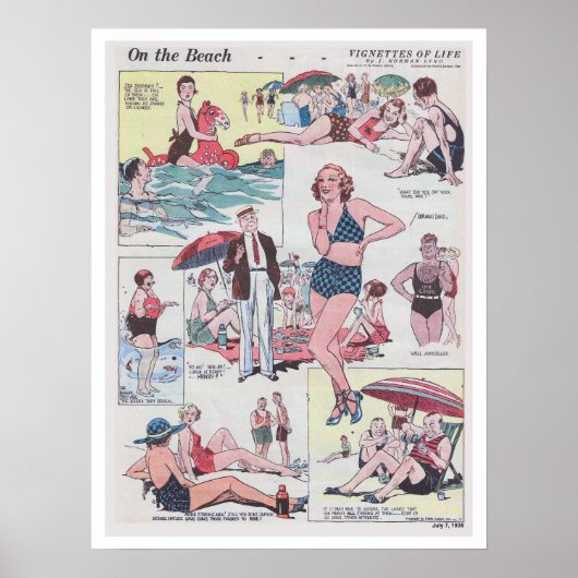 Poster Sur la plage - Vintage - 1935 (Devant)