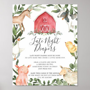 Poster Sur Le Baby shower Agricole Diapeurs De Nuit Tard