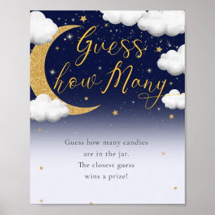 Poster Sur le Baby shower de la lune Devinez combien de s