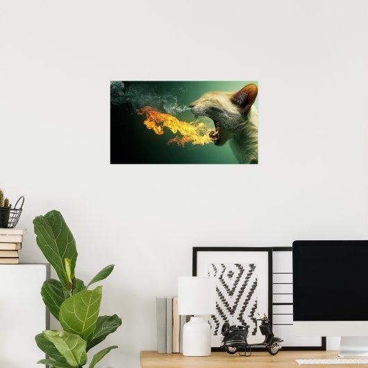 Poster sur le feu de respiration de chat (Bureau à domicile)