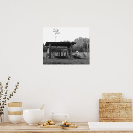 Poster Sur le Ranch - - Vaches - Noir et Blanc (Cuisine)