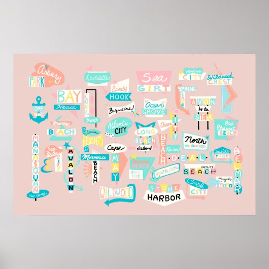 Poster Sur le rivage NJ Beach Thème (Devant)