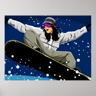 Poster sur le snowboard pour jeunes femmes