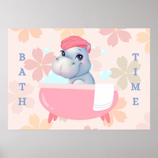 Poster sur le temps de bain de bébé Hippo (Devant)