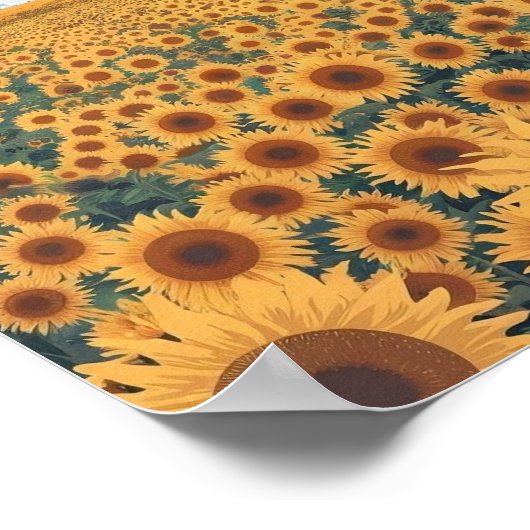 Poster sur le terrain de tournesol - Vecteur plat (Coin)