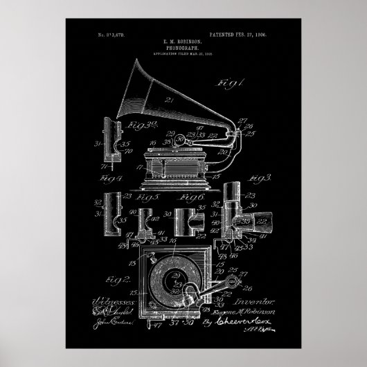 Poster sur les brevets de phonographe (Devant)