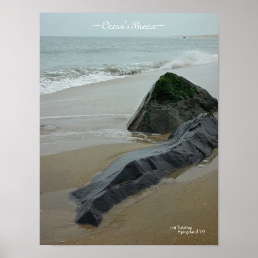 Poster sur les rochers des vagues océaniques (Devant)