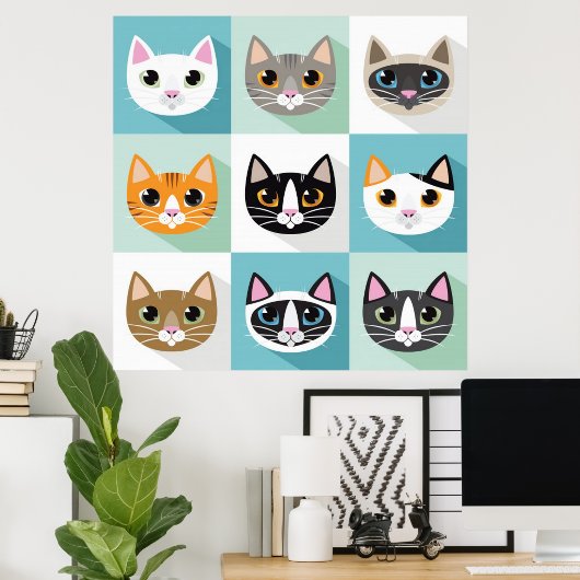 Poster sur les visages de chat (Bureau à domicile)