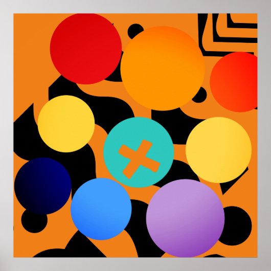 Poster Surcharge des points colorés Abstraits (Devant)