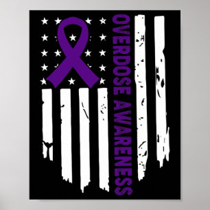 Poster Surdose de fin Pruple Ribbon Opioïde Surdose d'adj