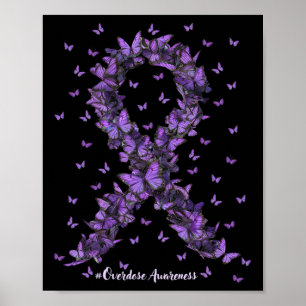 Poster Surdose de sensibilisation papillon pourpre Ribbon