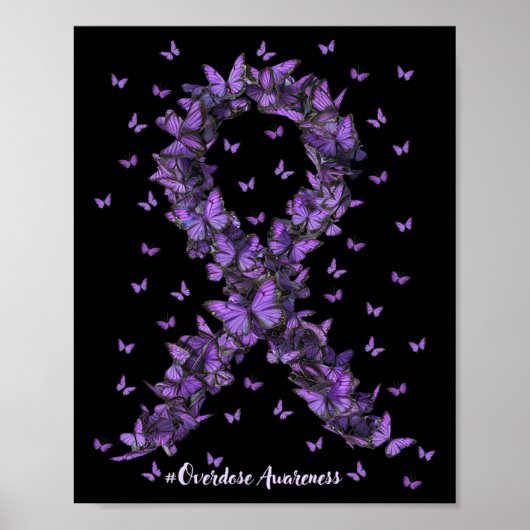 Poster Surdose de sensibilisation papillon pourpre Ribbon (Devant)